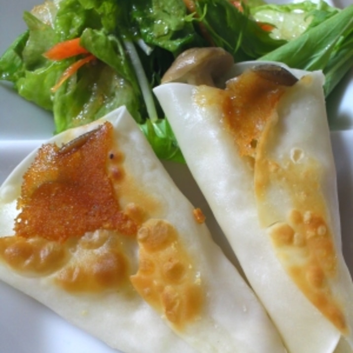 余った餃子の皮で!おつまみしめじ巻き☆